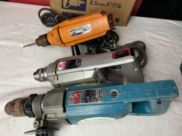 br★電動工具 まとめて 11点 インパクトドライバ 6.5mm/10mmドリル 全ネジカッター 他 makita 日立 ナショナル RYOBI 約25kg 現状品 ★_画像3