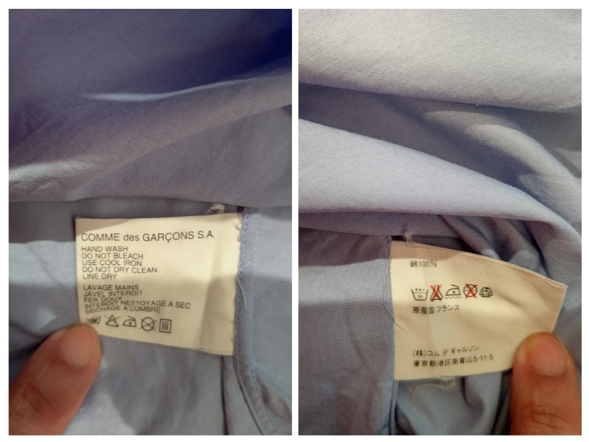 COMMEdesGARCONS SHIRTコムデギャルソンシャツ ブルーベースパッチワーク サイズS 美品 ベーシックでありながら縫製が流石ギャルソン_画像6
