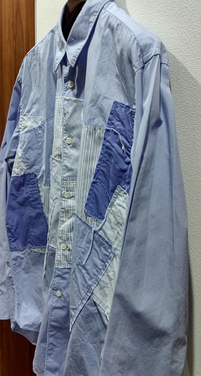 COMMEdesGARCONS SHIRTコムデギャルソンシャツ ブルーベースパッチワーク サイズS 美品 ベーシックでありながら縫製が流石ギャルソン_画像2