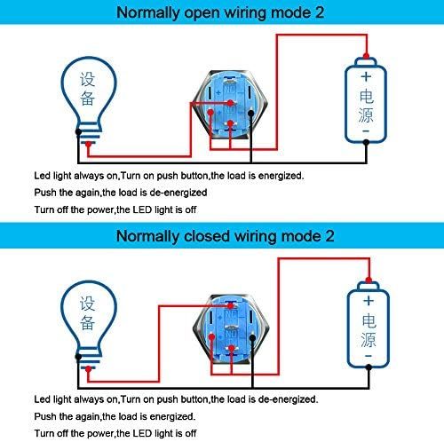  3個 赤色LED 16mm押しボタンスイッチ 12V 24V 5A モーメンタリプッシュボタンスイッチ IP67防水 金属製押し_画像6