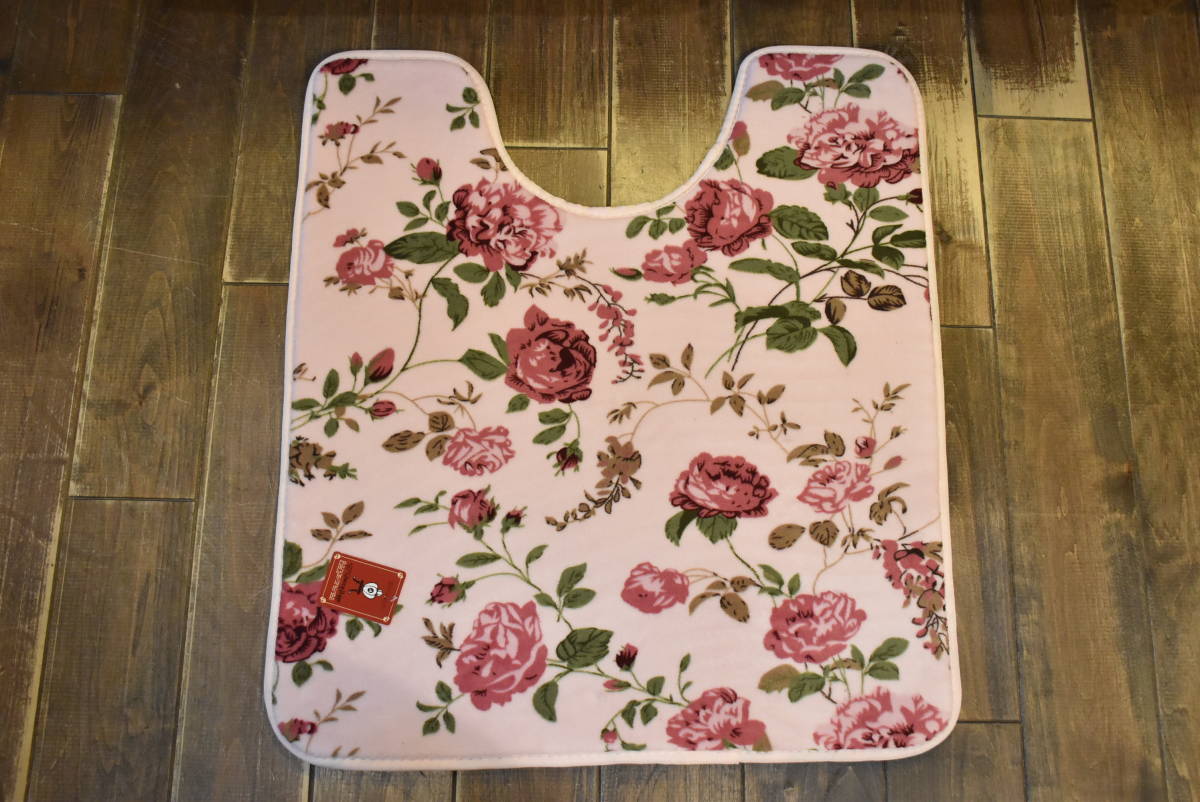 PAY3*C-LA4-2* urethane toilet mat * pink * approximately 62×70* floral print * stylish * brilliant *....* interior * pretty * pattern change *. series * woman 