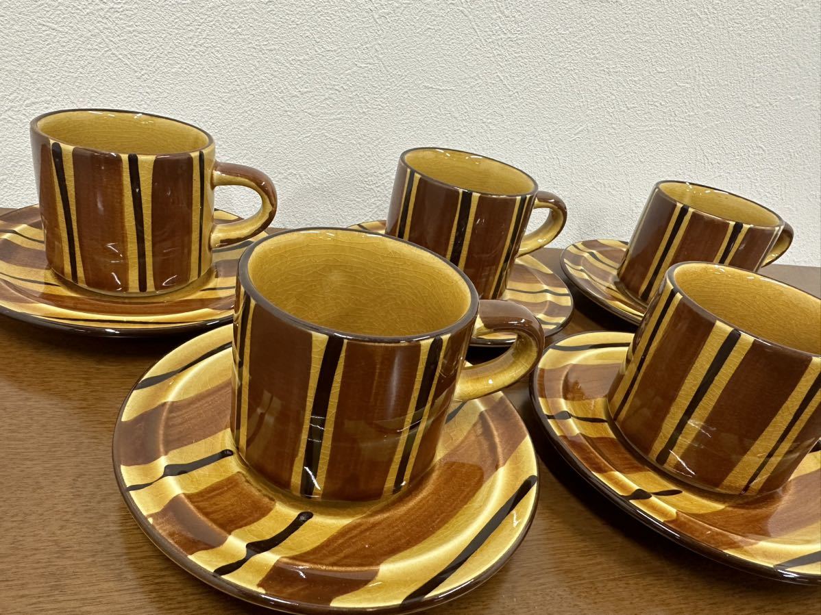 KCK197 レトロ 昭和レトロ カップ ソーサー コーヒーカップ ティーカップ 食器 5客セット　中古　茶器_画像3