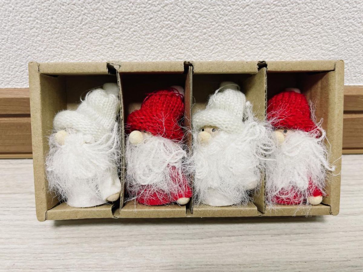 【在庫処分】【新品未使用】4個セット 小人サンタ 人形 装飾 インテリア オーナメント 北欧