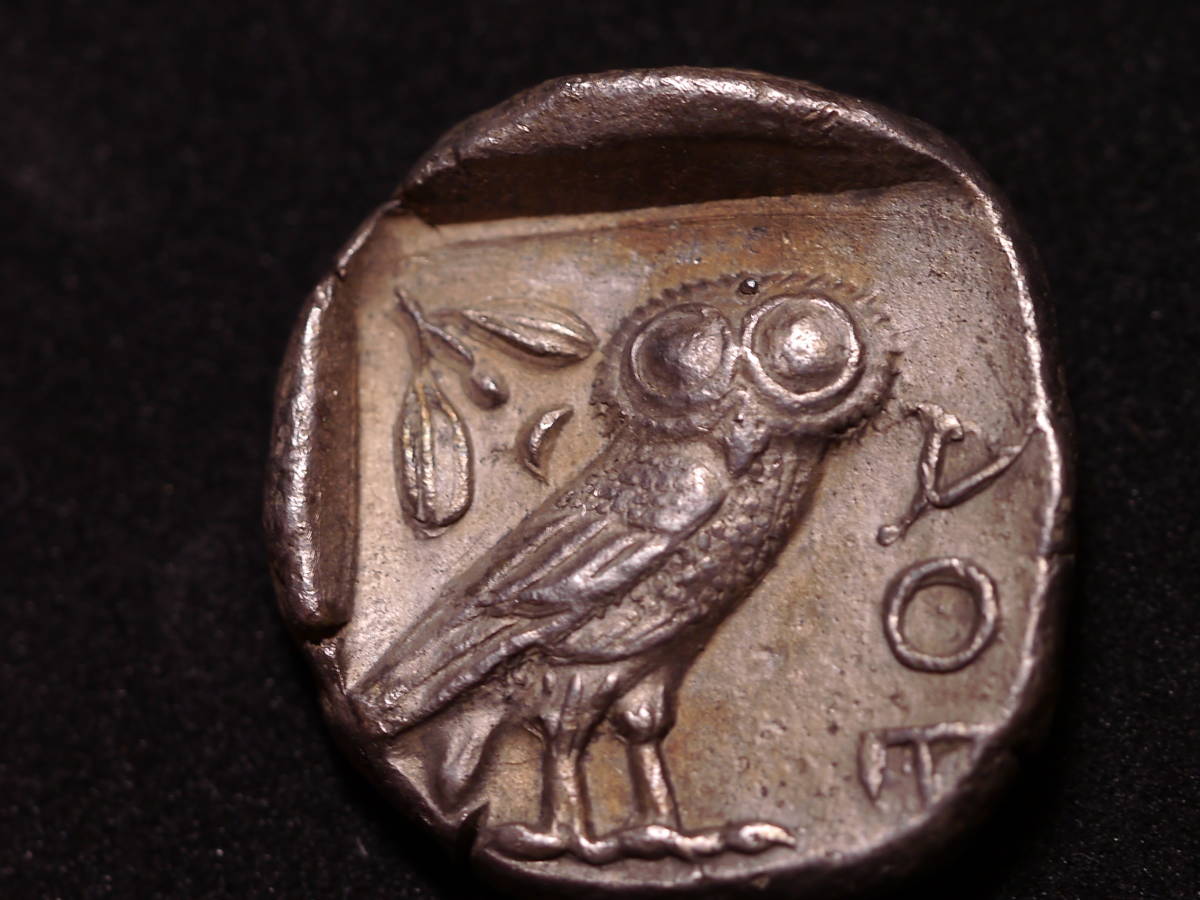  原文:古代ギリシャ・アテネ・フクロウテトラドラクマ銀貨　BC454~404頃　美品＋～極美－ 