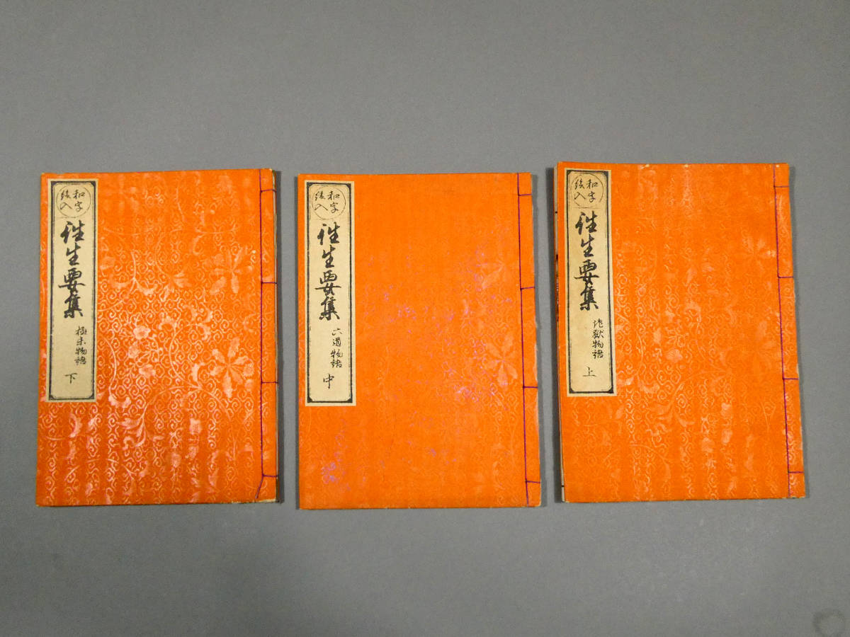 地獄絵図 妖怪画◇八田華堂金彦「和字絵入 往生要集」3冊揃◇木版和本