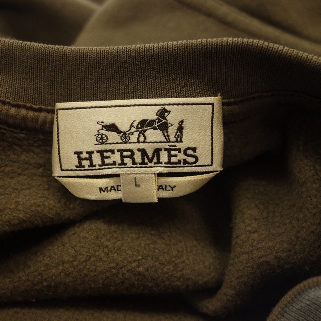 中古◆エルメス スウェット Hライン メンズ ブラウン系 裏起毛 サイズL Hermes【AFB33】_画像7