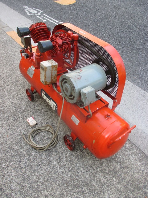 t316☆明治コンプレッサー200V2.2kw50hz(3馬力)動作良好 t316☆明治コンプレッサー200V2.2kw50hz(3馬力)動作良好