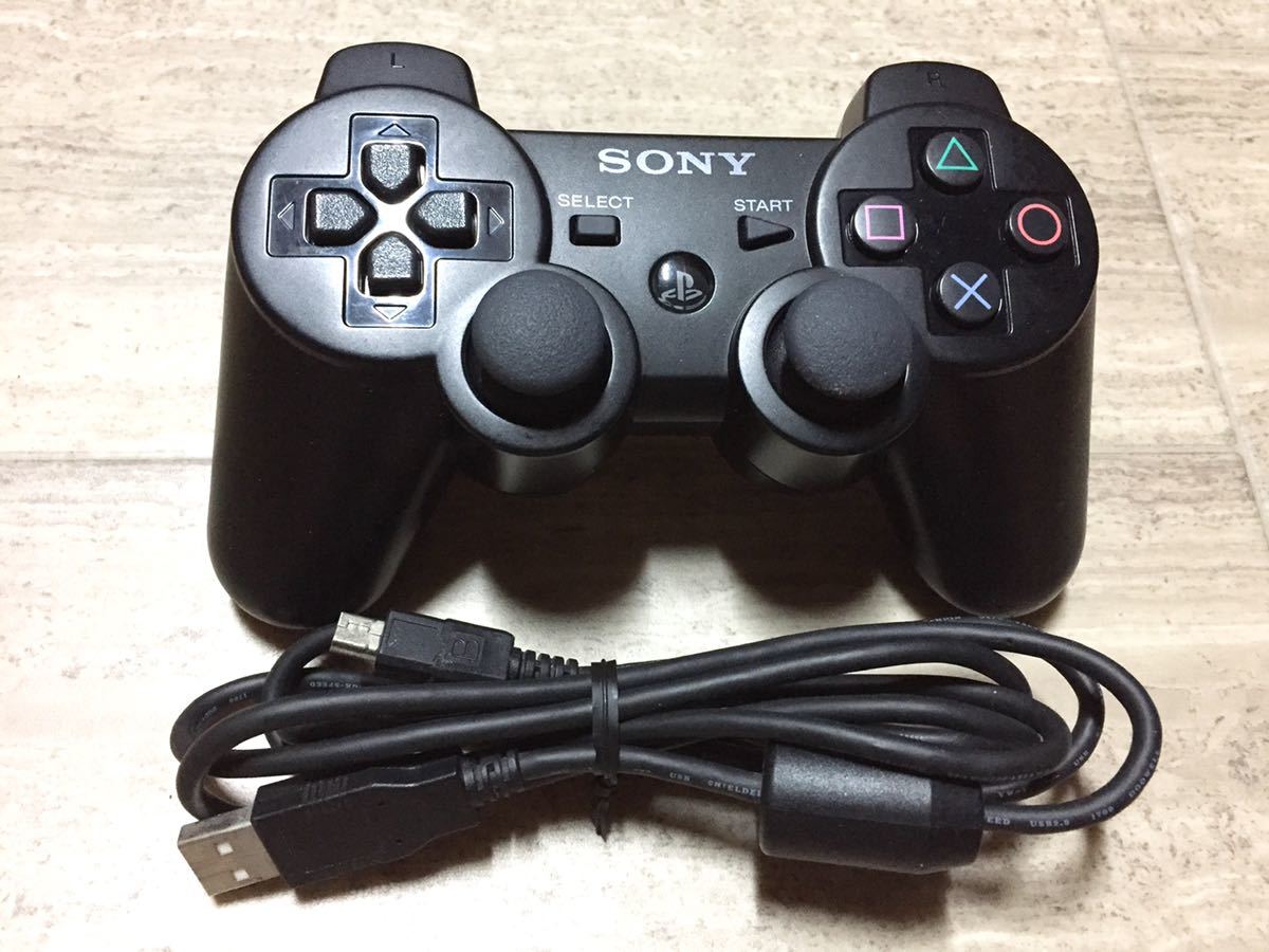 ★動作良品即決★分解清掃済み★PS3 SONY純正品 コントローラー デュアルショック3 USBケーブル付き★_画像1