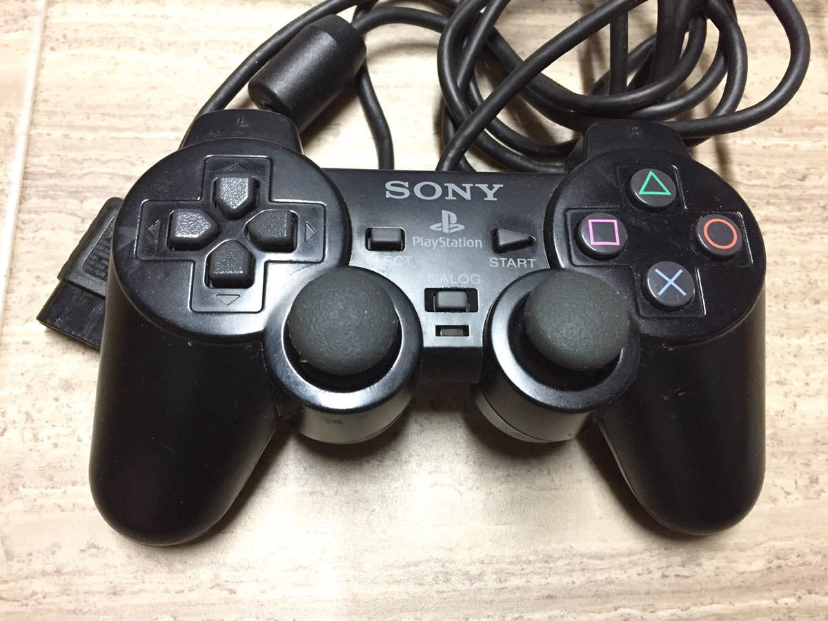 ★動作良品即決★PS2 SONY純正品 コントローラー デュアルショック2 ブラックE_画像1