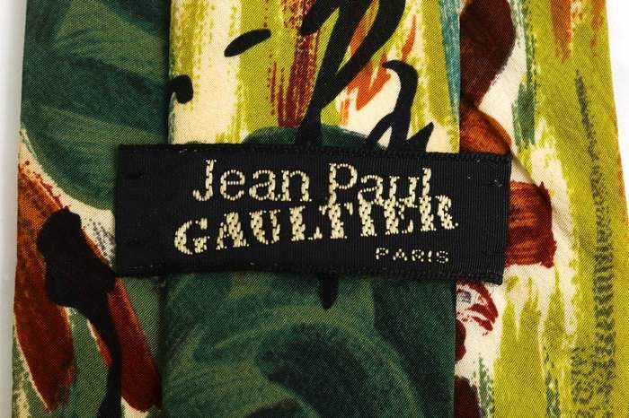 ジャンポールゴルチエ シルク 総柄 イタリア製 ブランド ネクタイ メンズ グリーン Jean Paul GAULTIER_画像4