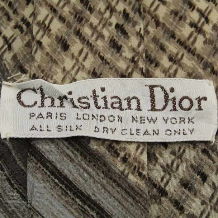 クリスチャンディオール シルク パネル柄 チェック柄 格子柄 ブランド ネクタイ メンズ ベージュ Christian Dior_画像4