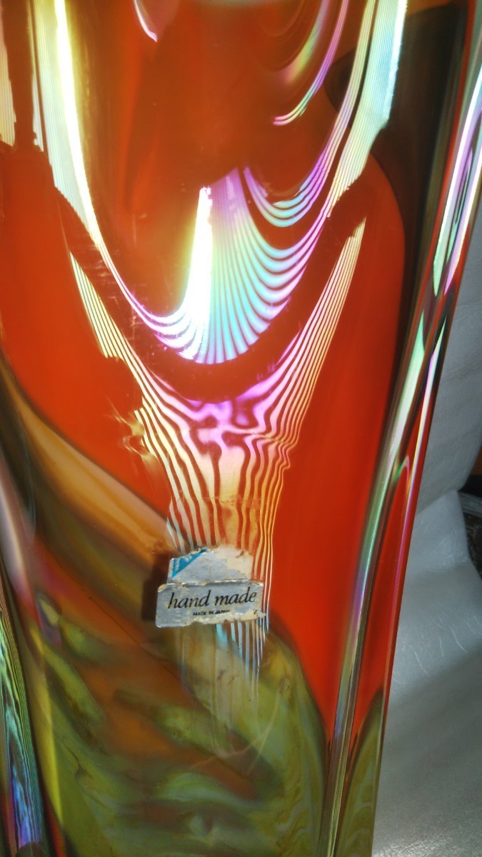ガラス 花瓶 高さ約４５センチ　ハンドメイド　日本国内製造製品_ハンドメイドシール工房等はがれで不明