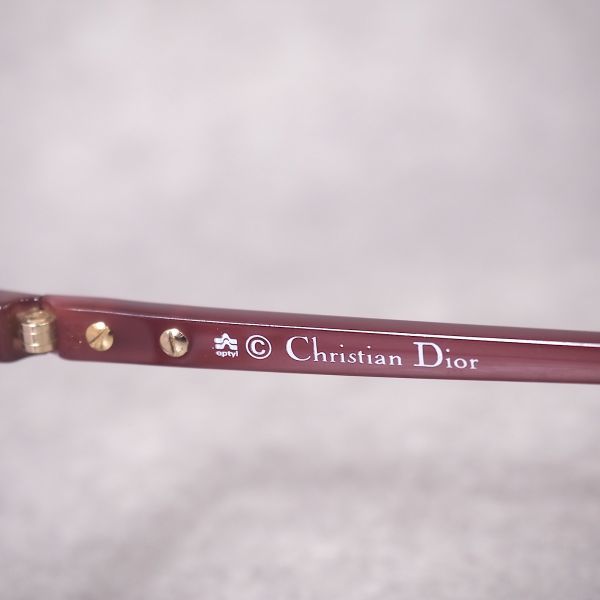 3-WK094B クリスチャンディオール Christian Dior サングラス メガネ 度なし ゴールド ワインレッド 80 55 12 レディース_画像5