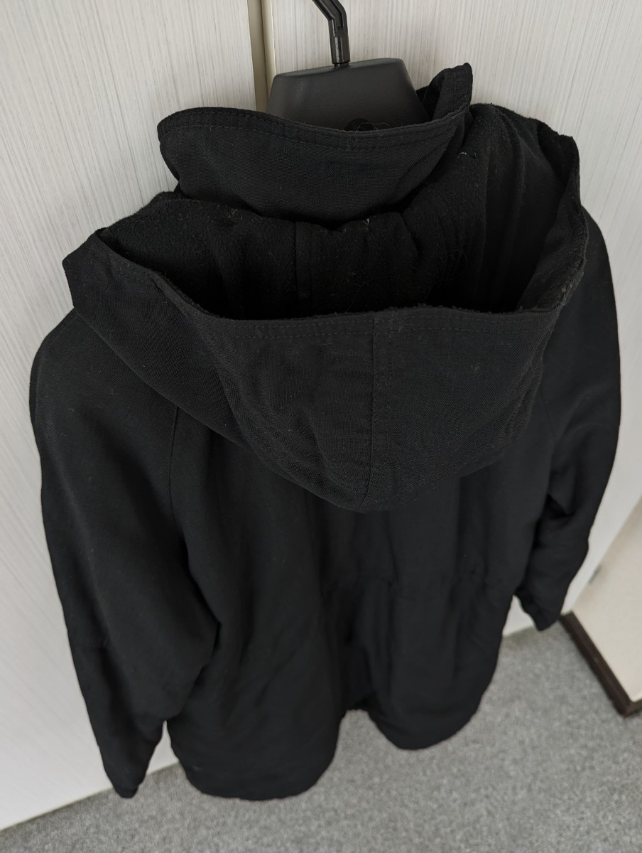 アルマーニジーンズ中綿入り裏起毛フード付きコートブラック 黒 ARMANI JEANS_画像3