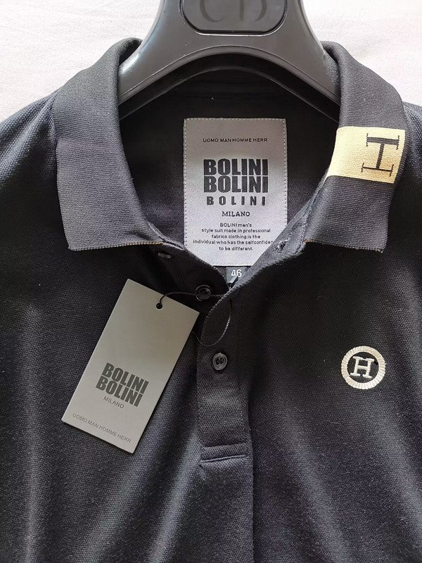 最高級※定価6万◆イタリア・ミラノ発*BOLINI*高級セレブdesigner*豪華シルク/コットン混・長袖ポロシャツ・イタリア46/M・クロ_画像6