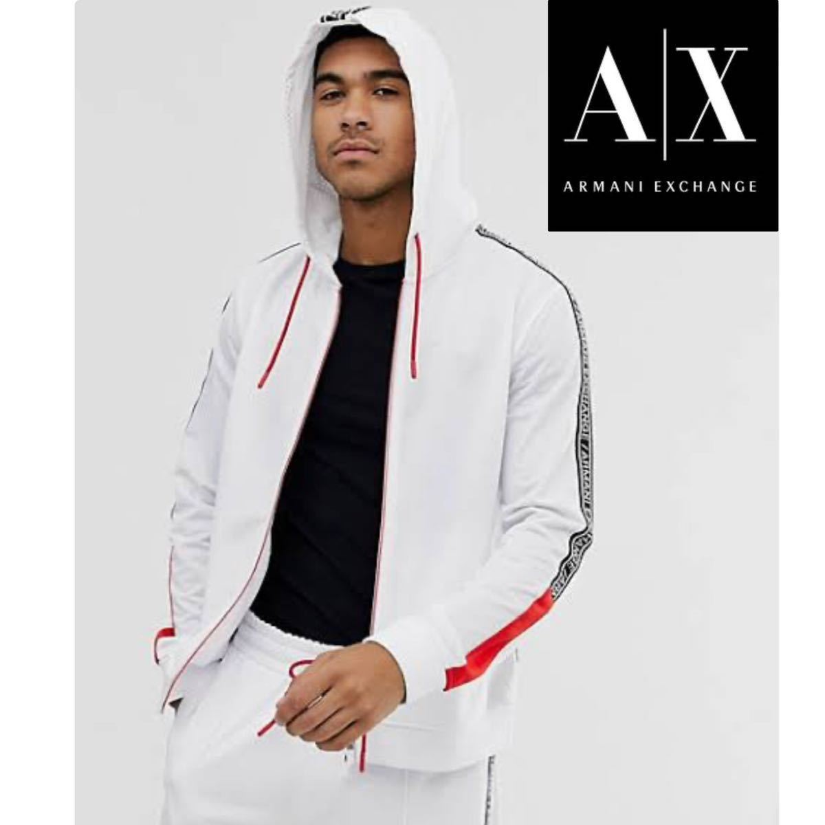 レア品☆A/X ARMANI EXCHANGE 胸ロゴテープジップパーカー-