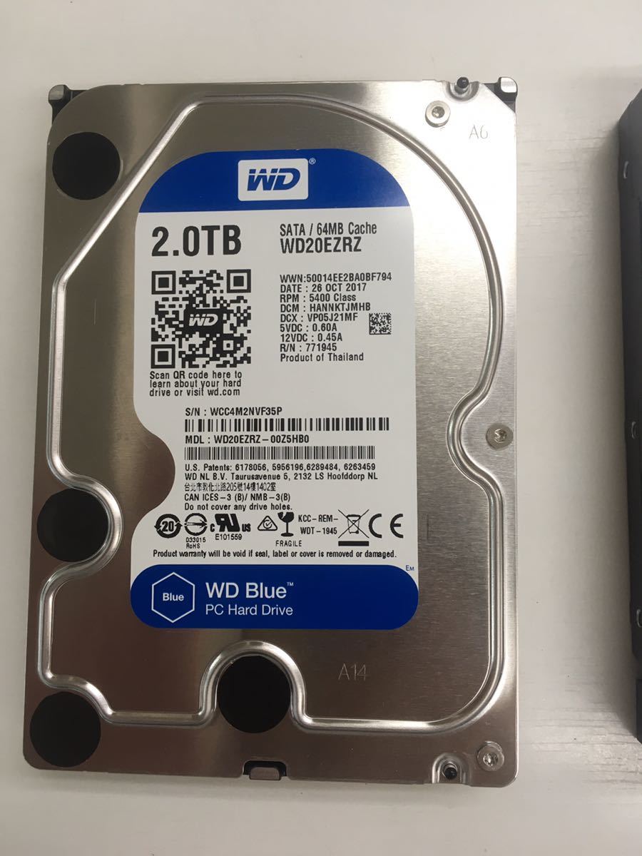 【動作未確認】 2枚まとめ WD20EZRZ 2.0TB HDD250GB WD10EZEXデスクトップ PC 中古 ハードディスク セット_画像2