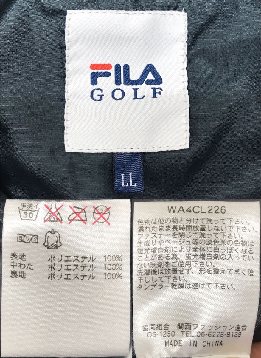 【USED】FILA フィラ ポリエステル フルジップ ハイネック 中綿 ベスト スパンコール グリーン系 緑 レディース LL ゴルフウェア_画像9