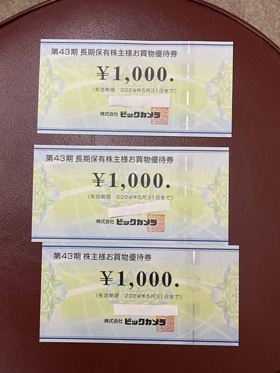 【BIC CAMERA/ビックカメラ】株主様お買物優待券(株主優待券) 3,000円分　最新　 ※有効期限2024年5月31日_画像1