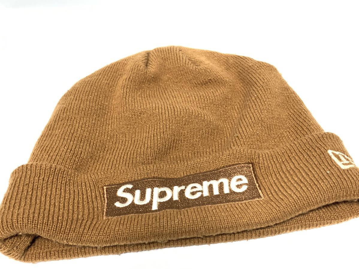 シュプリーム supreme ニューエラ New Era ビーニー ブラウン系　ボックスロゴ ニット帽 帽子　送料185円　茶色_画像1