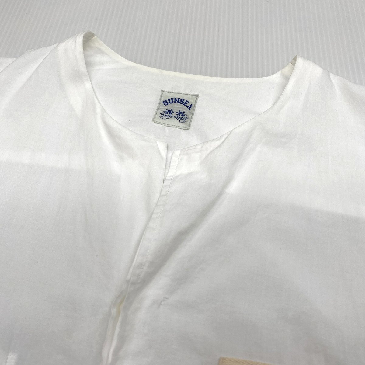 SUNSEA サンシー Exploration Shirt ノーカラーシャツ 3 ホワイト 白 長袖シャツ_画像3