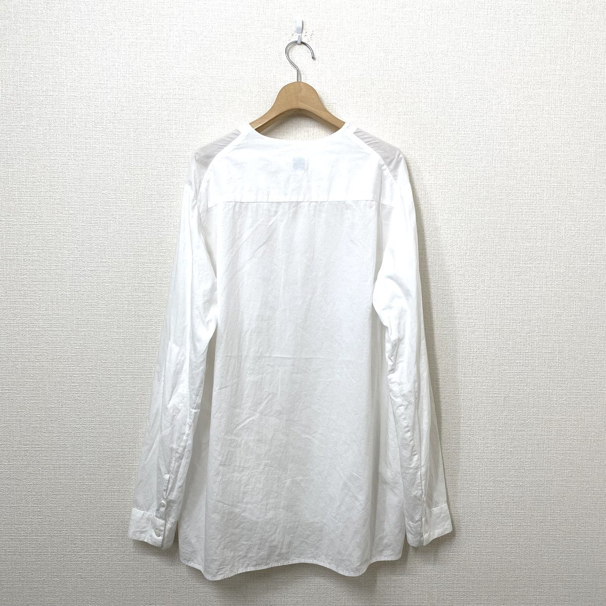 SUNSEA サンシー Exploration Shirt ノーカラーシャツ 3 ホワイト 白 長袖シャツ_画像2