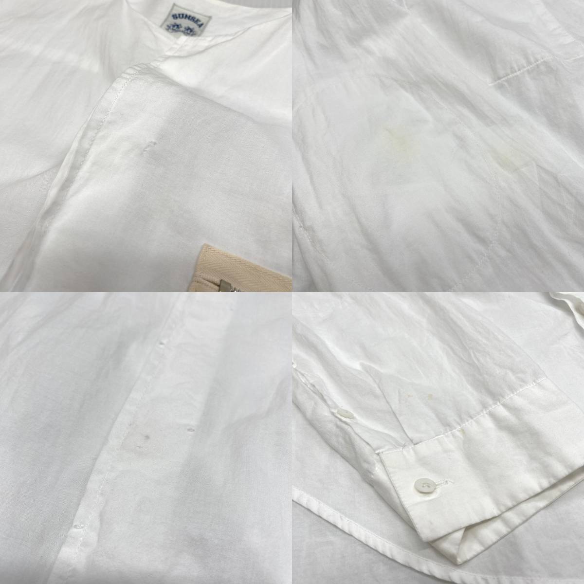 SUNSEA サンシー Exploration Shirt ノーカラーシャツ 3 ホワイト 白 長袖シャツ_画像7
