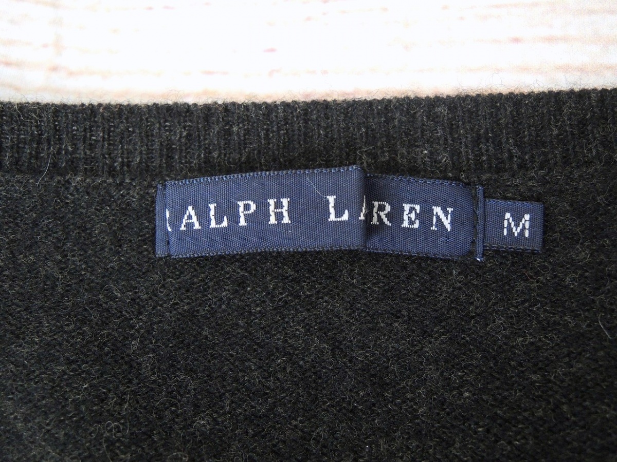 RALPH LAUREN ラルフローレン ニット M ポニー ブラック SS RL HA 2067 羊毛83% カシミヤ17% 中国製_画像5