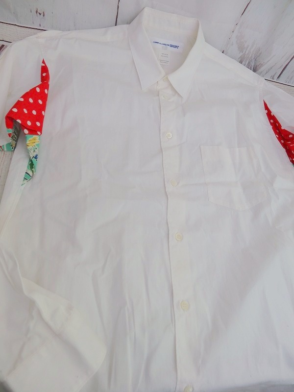 COMME des GARCONS SHIRT コムデギャルソン シャツ 脇切り替え長袖シャツ ホワイト 綿100% L S21060_画像2