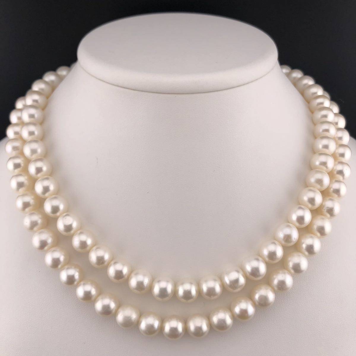 E11-1765 ロングパールネックレス 9.5mm~10.0mm 94cm 127g ( ロング Pearl necklace SILVER )_画像1