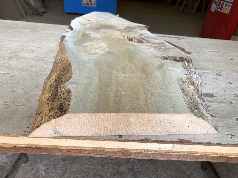 【EK12S】ポプラ 675×～350×37㎜ 瘤杢 一枚板 材料 天然木 無垢材 木材 希少材 乾燥材 銘木 木工 DIY レジン用《銘木登屋》_画像6