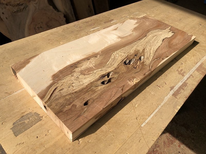 【EK36F】栃 668×270×39㎜ スポルテッド 極上杢 板材 極上杢 一枚板 材料 天然木 無垢材 乾燥材 銘木 材木 木工 DIY《銘木登屋》_画像1