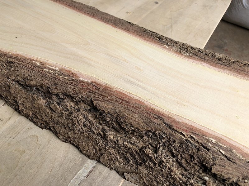 【EF110E】イエローポプラ 990×～285×35㎜ 一枚板 材料 天然木 無垢材 木材 希少材 乾燥材 銘木 木工 DIY《銘木登屋》_画像6
