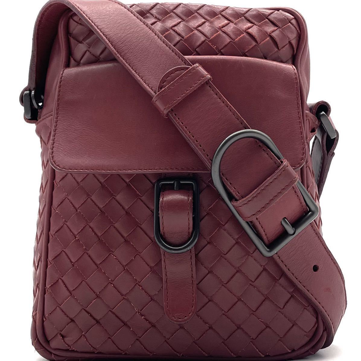 1円～【極美品】BOTTEGA VENETA ボッテガヴェネタ ショルダーバッグ ワンショルダー イントレチャート 赤 レッド メンズ サコッシュ ベルト_画像2