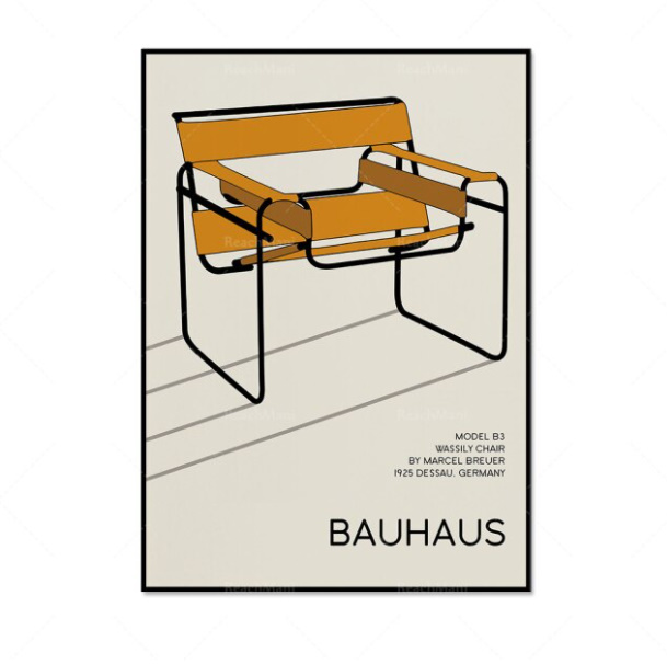 G1117 Bauhaus ビンテージ モダンアート 椅子 チェア レトロ キャンバスアートポスター プリント 50×70cm 海外製 枠なし B_画像1