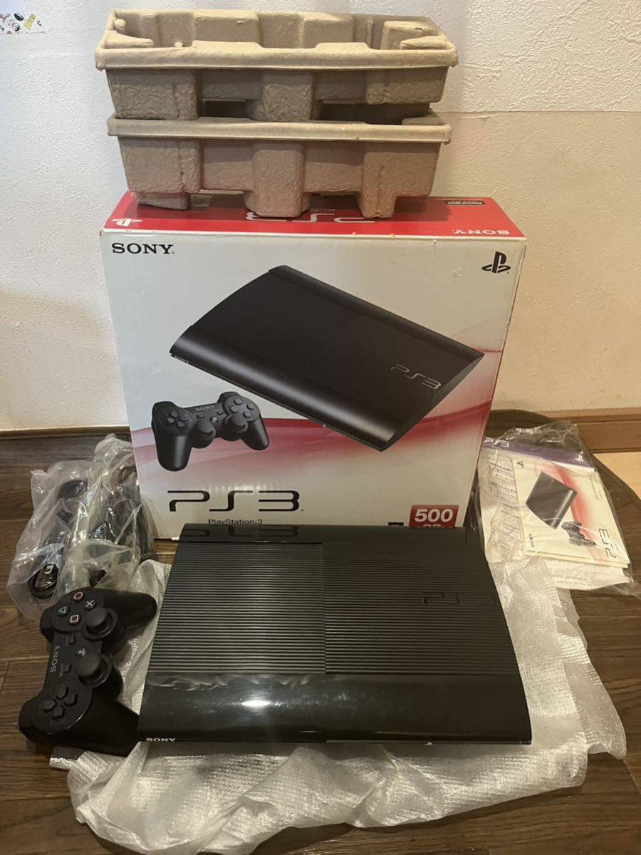 ★現状販売　美品　プレイステーション3 PS3本体 CECH-4000C ブラック コントローラー 箱説明書あり　HDDなし　送料無料★_画像1