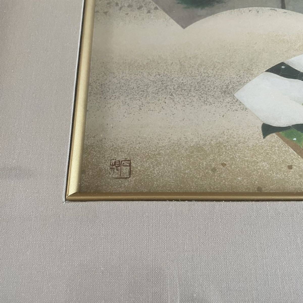 真作 丸山石根 日本画家 御色紙額　名品　四季扇面花鳥図 落款在 作 絵画 木額　4枚セット_画像4
