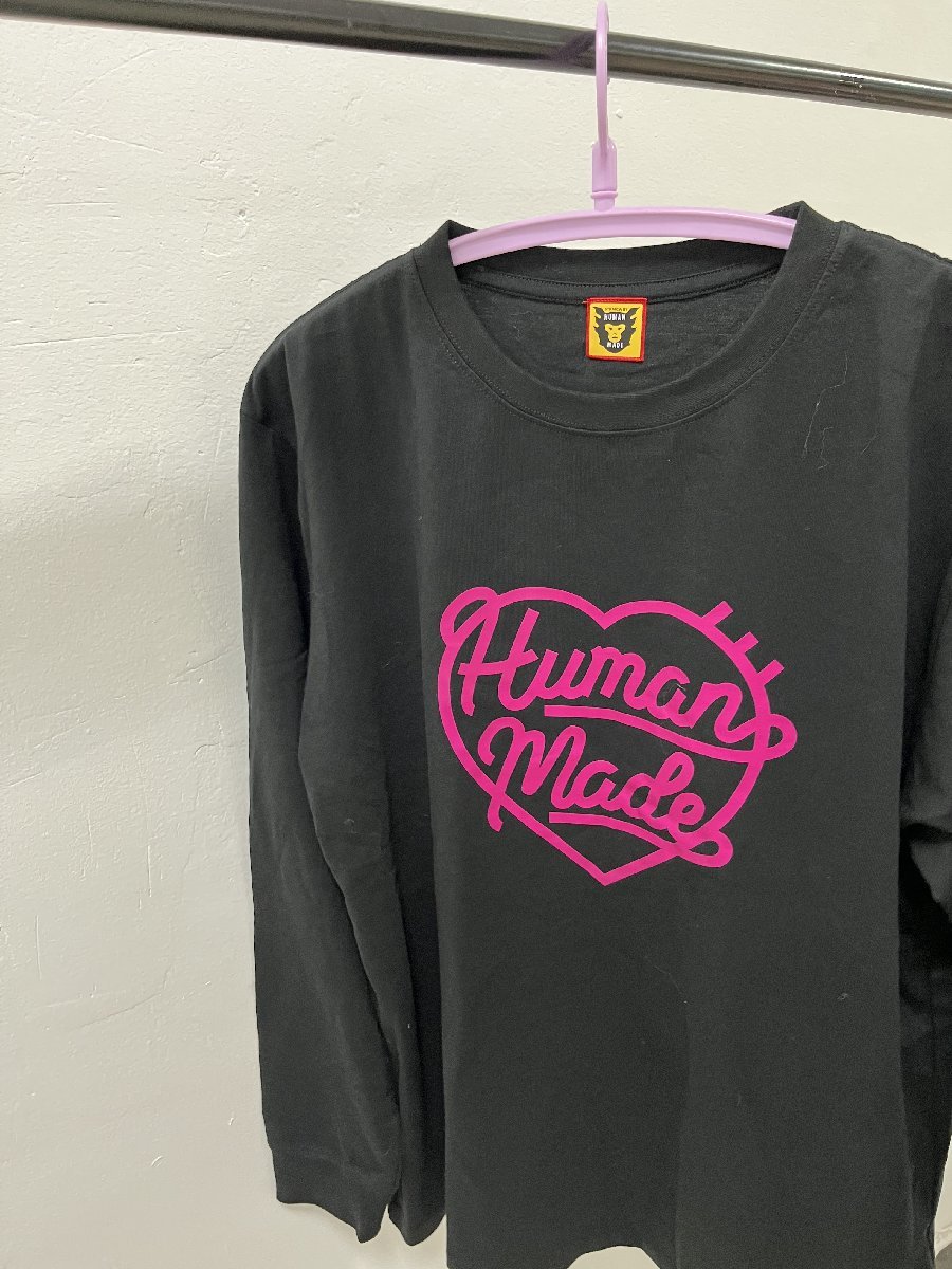 Human Made ヒューマンメイド HEART L/S T-SHIRT ハート ロングスリーブ Tシャツ Tee ロンT 長袖 Black ブラック 黒 XL 中古 JZ 2_画像9