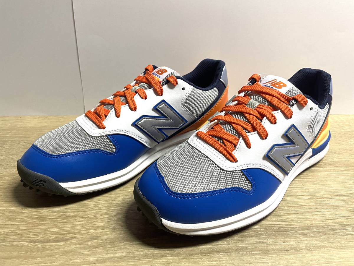 未使用 ニューバランス 23cm D ゴルフシューズ UGS996BO ブルー/オレンジ new balance