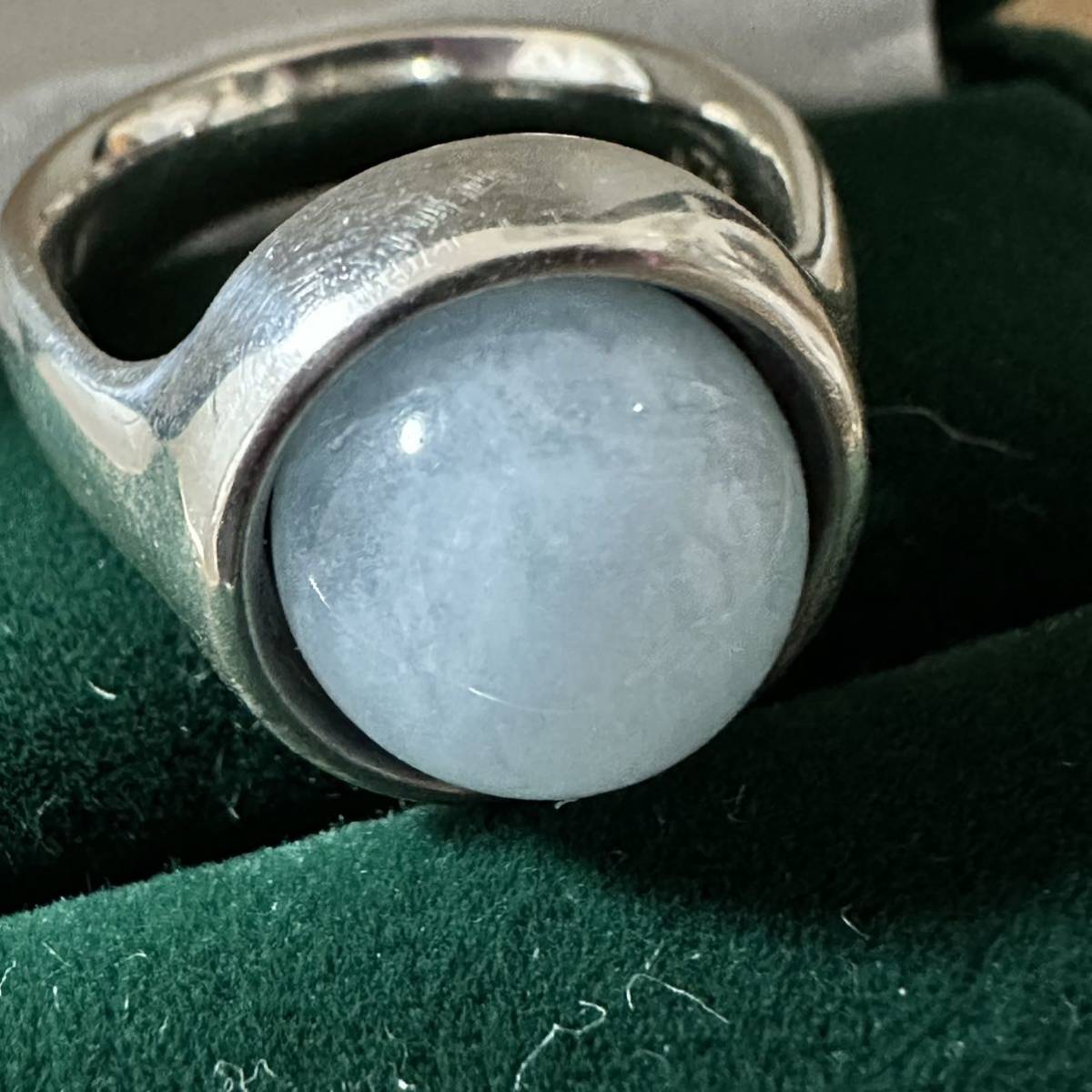 最終価格 ジョージジェンセン リング 指輪 レア 473 シルバー 925 水色の石 アマゾナイト 52 _画像5