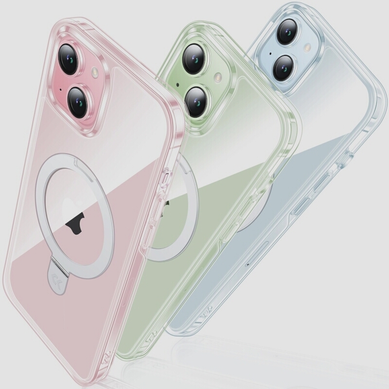 送料無料★CASEKOO iPhone 15 ケース Magsafe対応 耐衝撃 リング付き ワイヤレス充電（クリア）