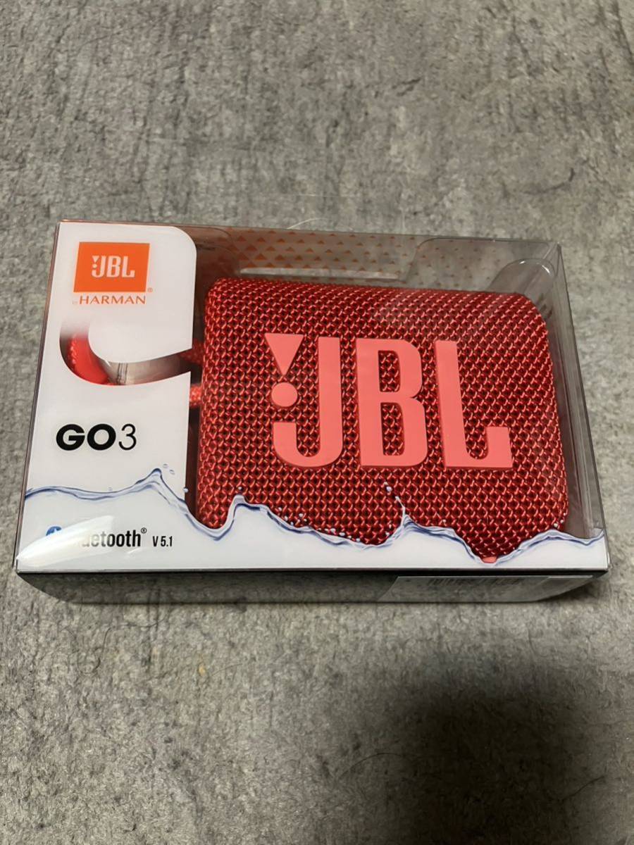 送料無料！新品未開封正規品 JBL GO3 Bluetoothスピーカー USB C充電IP67防塵防水パッシブラジエーター搭載ポータブル 赤 JBLGO3RED_画像1
