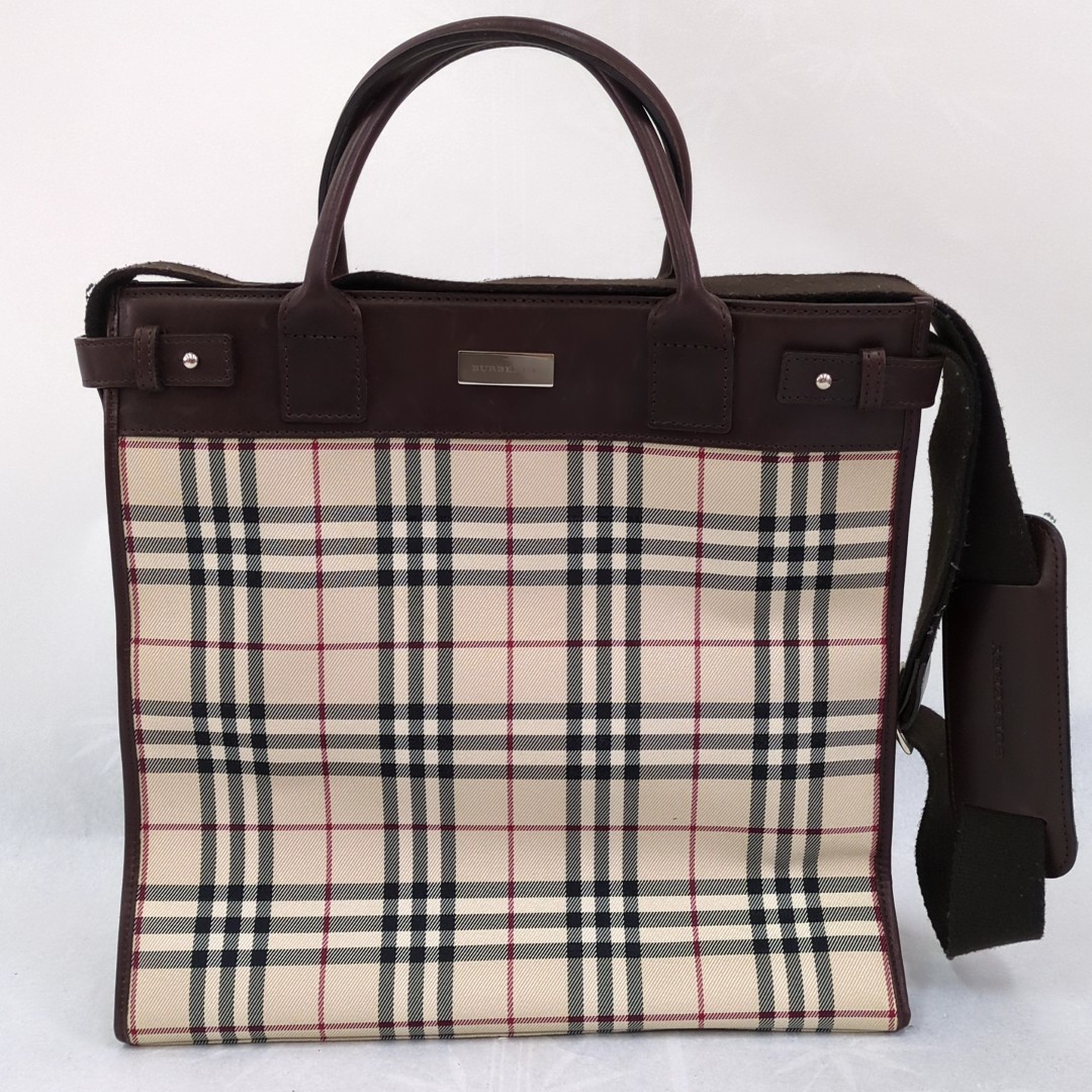 バーバリー BURBERRY ２WAYトート ショルダーバック ノバチェック柄 キャンバス H1128_画像1