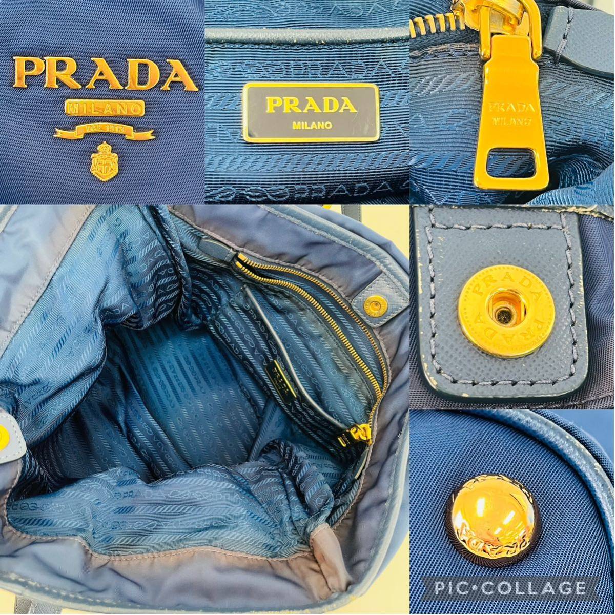 PRADA プラダ ナイロン ハンドバッグトートバッグ ネイビー　H1121_画像8