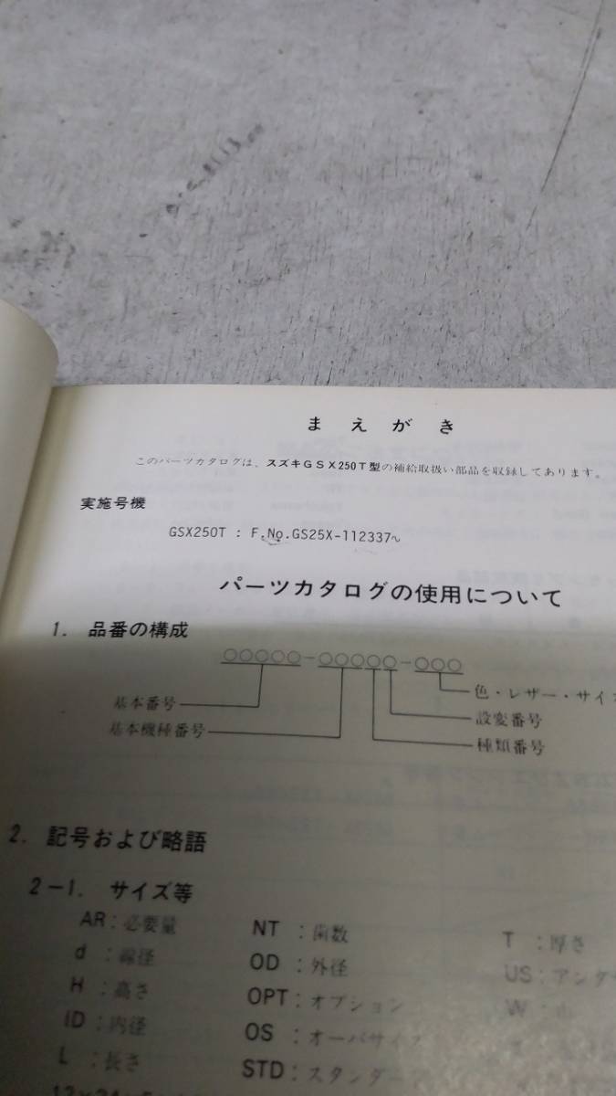 ★ＧＳＸ２５０Ｔ★ＧＳ２５Ｘ パーツカタログ 当時もの昭和５６年発行の画像3