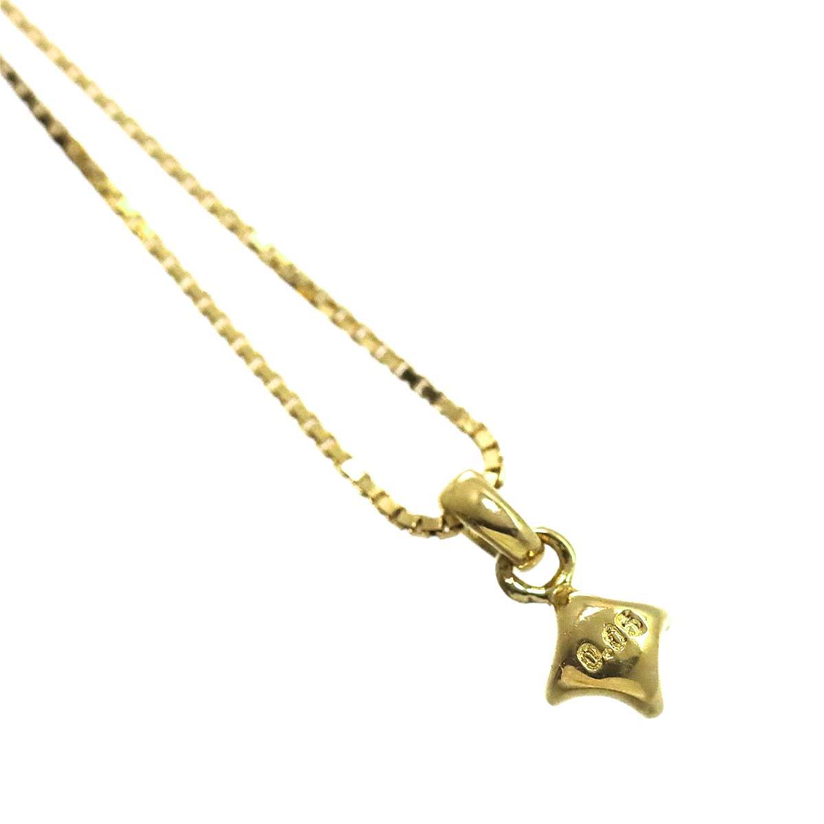 アガット agete ダイヤ 0.05ct ネックレス 40cm K18 YG イエローゴールド 750 Diamond Necklace【中古】 90201043_画像4