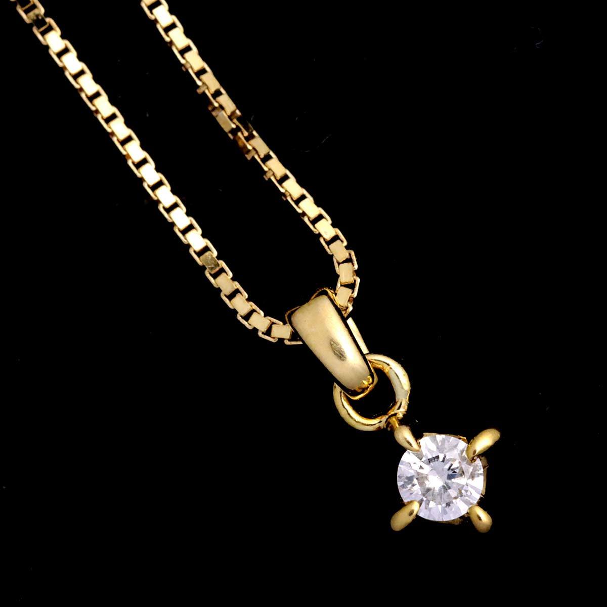 アガット agete ダイヤ 0.05ct ネックレス 40cm K18 YG イエローゴールド 750 Diamond Necklace【中古】 90201043_画像7