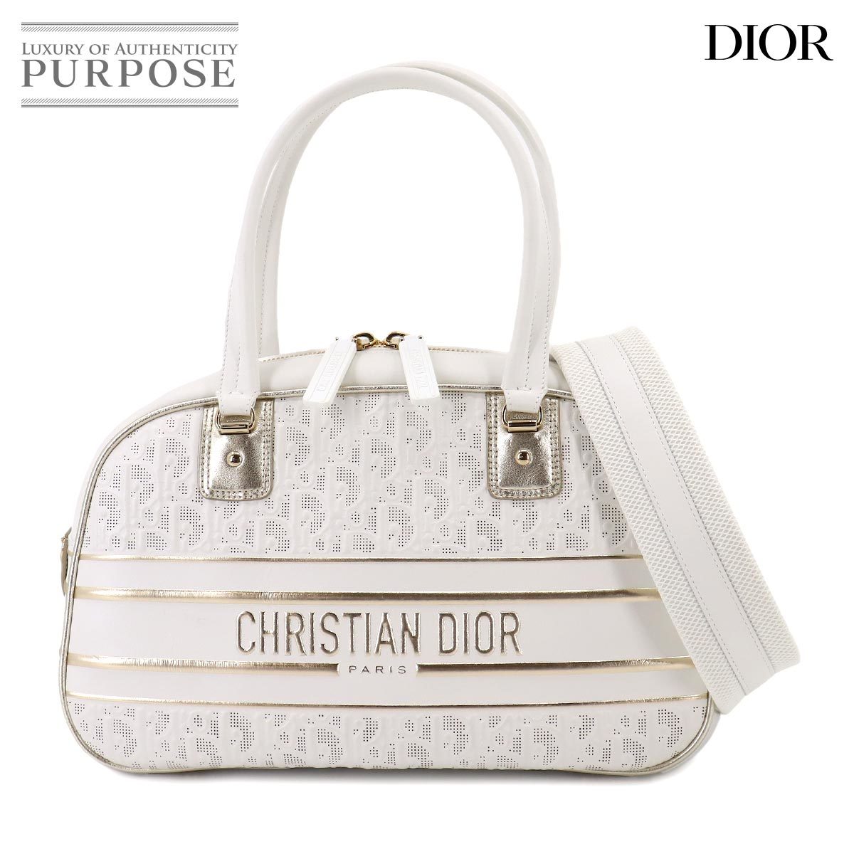 新品同様 クリスチャン ディオール Chiristian Dior DIOR VIBE ミディアム クラシック 2way ボウリング ショルダー バッグ レザー 90213776