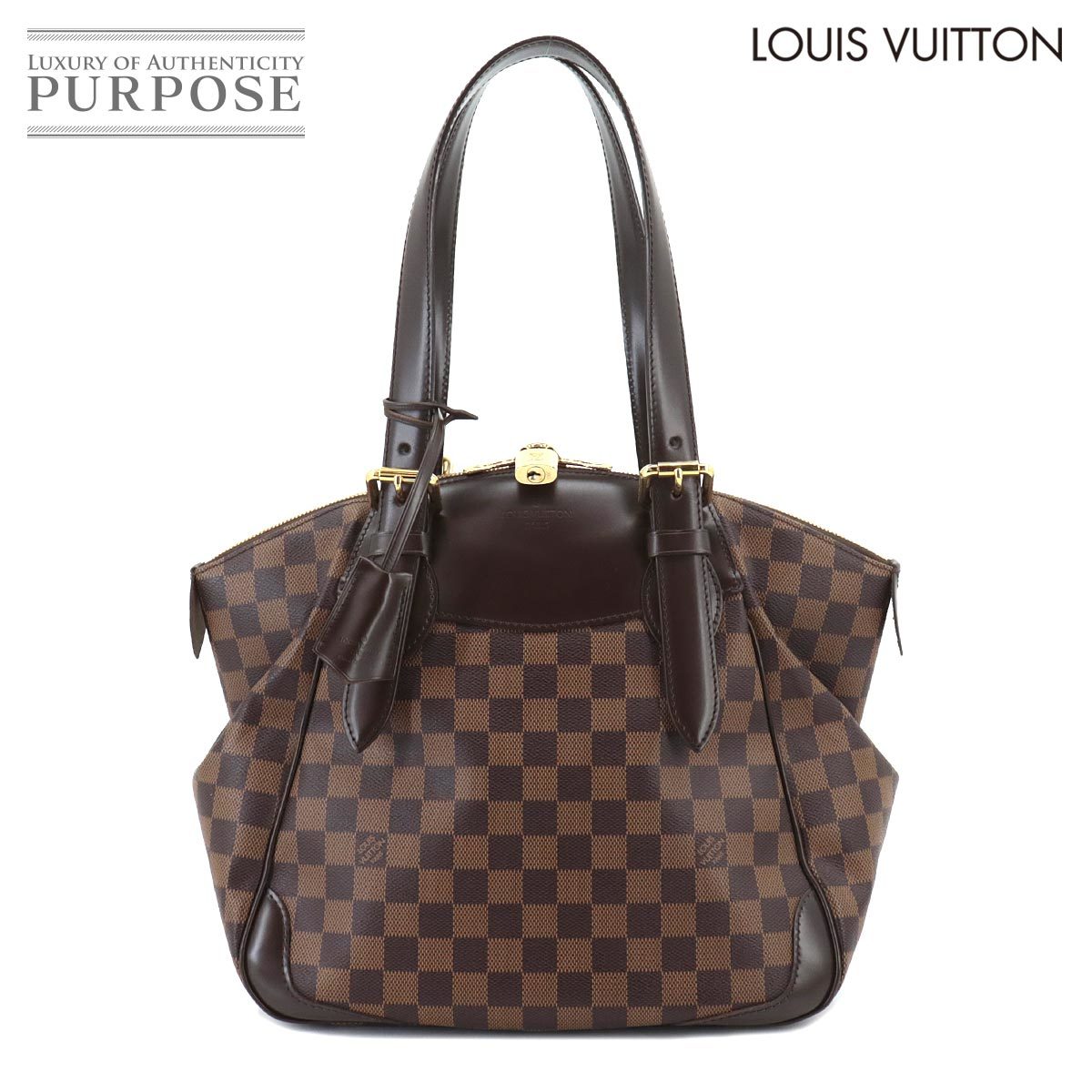 未使用 展示品 ルイ ヴィトン LOUIS VUITTON ダミエ ヴェローナ MM ショルダー バッグ エベヌ N41118 ゴールド 金具 Verona MM 90213142_画像1