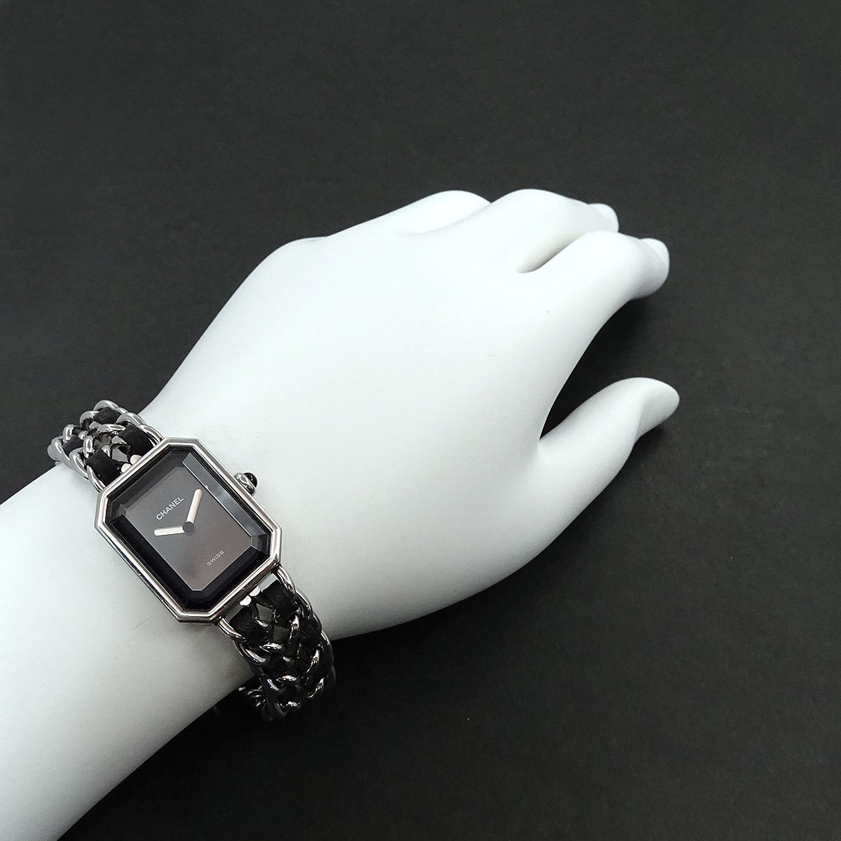  Chanel CHANEL Premiere L size H0451 Vintage lady's wristwatch black face silver watch Premiere 90215330